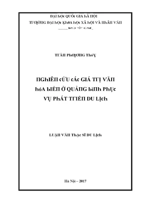 Luận văn nghiên cứu các giá trị văn hóa biển ở quảng bình phục vụ phát triển du lịch
