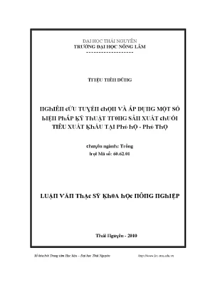Luận văn nghiên cứu tuyển chọn và áp dụng một số biện pháp kỹ thuật trong sản xuất chuối tiêu xuất khẩu tại phú hộ phú thọ
