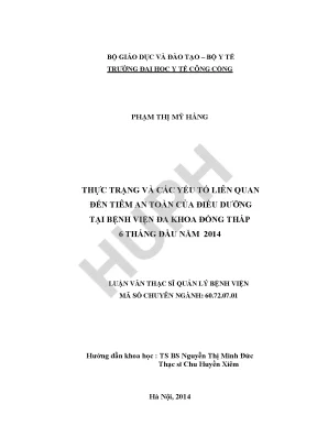 Thực trạng và các yếu tố liên quan đến tiêm an toàn của điều dưỡng tại bệnh viện đa khoa đồng tháp 6 tháng đầu năm 2014
