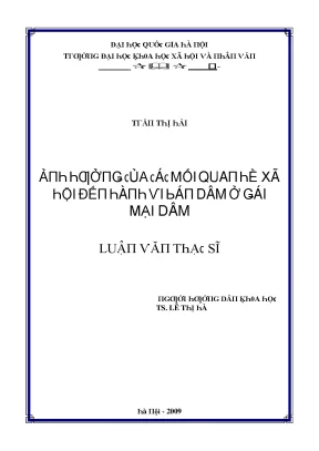 Luận văn ảnh hưởng của các mối quan hệ xã hội đến hành vi bán dâm ở gái mại dâm