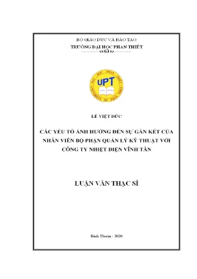 Các yếu tố ảnh hưởng đến sự gắn kết của nhân viên bộ phận quản lý kỹ thuật với công ty nhiệt điện vĩnh tân