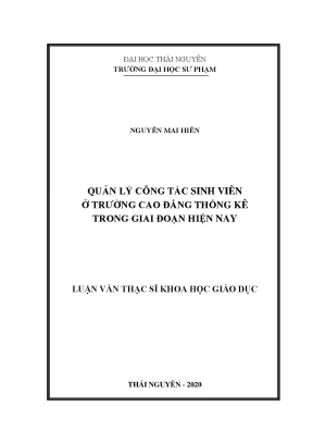 Luận văn quản lý công tác sinh viên ở trường cao đẳng thống kê trong giai đoạn hiện nay