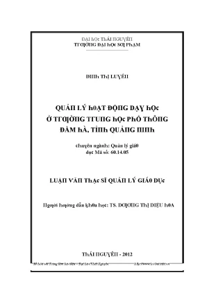Luận văn quản lý hoạt động dạy học ở trường trung học phổ thông đầm hà tỉnh quảng ninh
