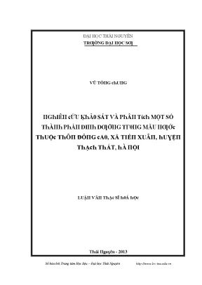 Luận văn nghiên cứu và khảo sát một số thành phần dinh dưỡng trong mẫu nước thuộc thôn đông cao xã tiến xuân huyện thạch thất hà nội