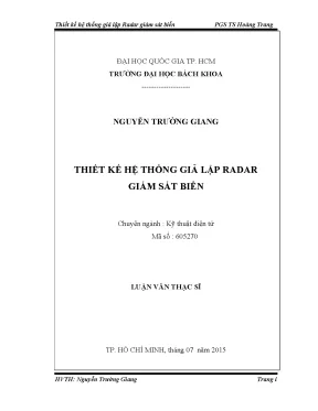 Luận văn thạc sĩ kỹ thuật điện tử thiết kế hệ thống giả lập radar giám sát biển