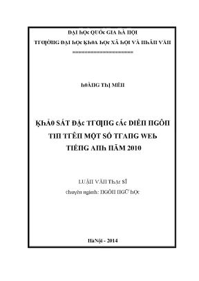 Luận văn khảo sát đặc trưng các diễn ngôn tin trên một số trang web tiếng anh năm 2010
