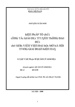 Luận văn biện pháp tổ chức công tác giáo dục truyền thống đạo đức cho sinh viên viện đại học mở hà nội trong giai đoạn hiện nay