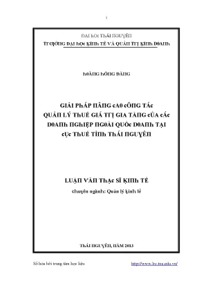 Luận văn giải pháp nâng cao công tác quản lý thuế giá trị gia tăng của các doanh nghiệp ngoài quốc doanh tại cục thuế tỉnh thái nguyên