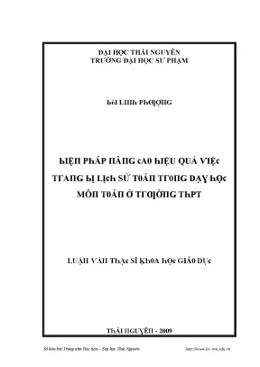Luận văn biện pháp nâng cao hiệu quả trang bị lịch sử toán trong dạy học môn toán ở trường thpt