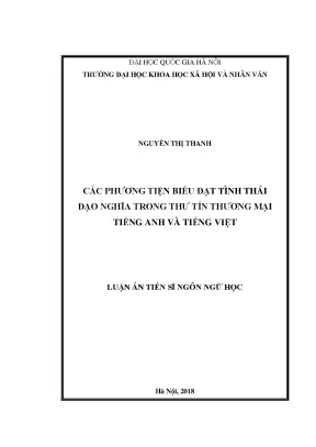 Luận án tiến sĩ các phương tiện biểu đạt tình thái đạo nghĩa trong thư tín thương mại tiếng anh và tiếng việt