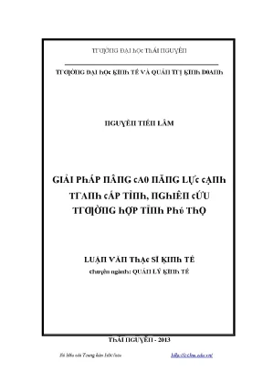 Luận văn giải pháp nâng cao năng lực cạnh tranh cấp tỉnh nghiên cứu trường hợp tỉnh phú thọ