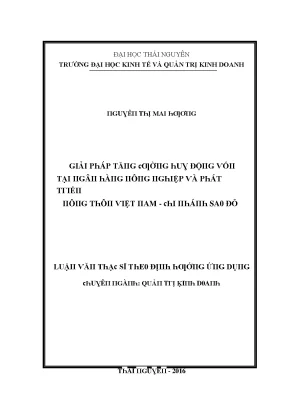 Luận văn giải pháp tăng cường huy động vốn tại ngân hàng nông nghiệp và phát triển nông thôn việt nam chi nhánh sao đỏ