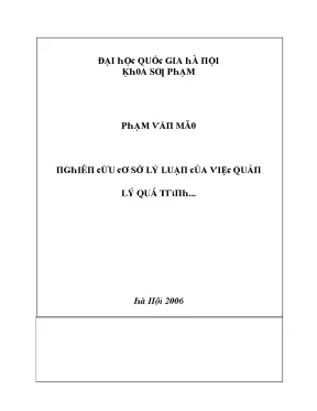 Luận văn một số biện pháp quản lý nhằm nâng cao chất lượng dạy học ở trường trung học phổ thông thái thuận thành phố bắc giang