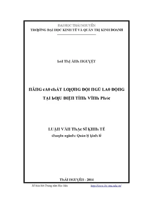 Luận văn nâng cao chất lượng đội ngũ lao động tại bưu điện tỉnh vĩnh phúc