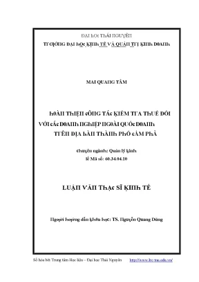 Luận văn hoàn thiện công tác kiểm tra thuế đối với các doanh nghiệp ngoài quốc doanh trên địa bàn thành phố cẩm phả