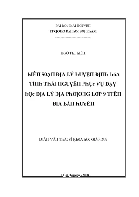 Luận văn biên soạn địa lý huyện định hóa tỉnh thái nguyên phục vụ dạy học địa lý địa phương lớp 9 trên địa bàn huyện