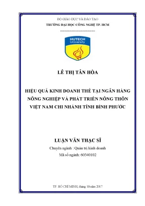 Luận văn hiệu quả kinh doanh thẻ tại ngân hàng nông nghiệp và phát triển nông thôn việt nam chi nhánh tỉnh bình phước