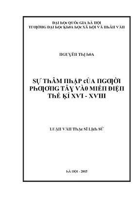 Luận văn sự thâm nhập của người phương tây vào miễn điện thế kỷ xvi xviii