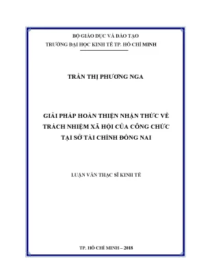 Luận văn giải pháp hoàn thiện nhận thức về trách nhiệm xã hội của công chức tại sở tài chính đồng nai