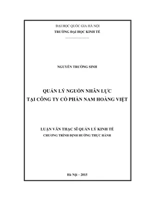 Luận văn thạc sĩ quản lý kinh tế quản lý nguồn nhân lực tại công ty cổ phần nam hoàng việt
