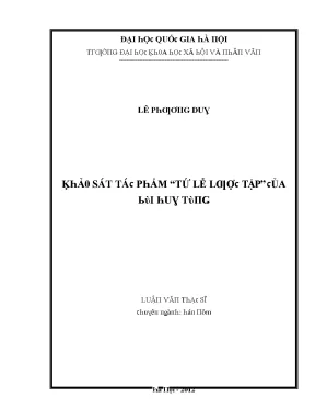 Luận văn khảo sát tác phẩm tứ lễ lược tập của bùi huy tùng