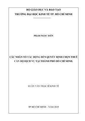 Luận văn các nhân tố tác động đến quyết định chọn thuê căn hộ dịch vụ tại thành phố hồ chí minh