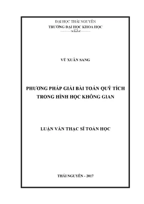 Luận văn phương pháp giải bài toán quỹ tích trong hình học không gian