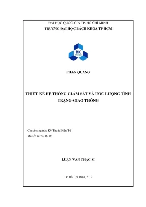 Luận văn thạc sĩ kỹ thuật cơ điện tử thiết kế hệ thống giám sát và ước lượng tình trạng giao thông