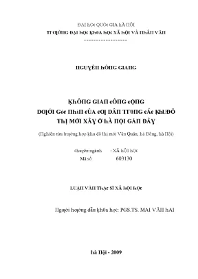 Luận văn không gian công cộng dưới góc nhìn của cư dân trong các khu đô thị mới xây ở hà nội gần đây nghiên cứu trường hợp khu đô thị mới văn quán hà đông hà nội