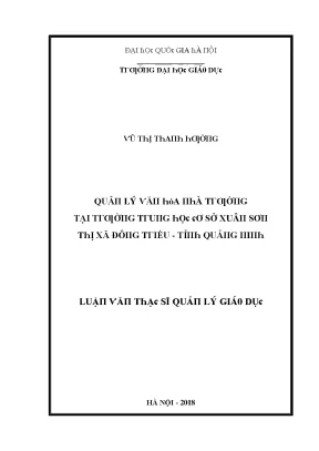 Luận văn quản lý văn hóa nhà trường tại trường trung học cơ sở xuân sơn thị xã đông triều tỉnh quảng ninh