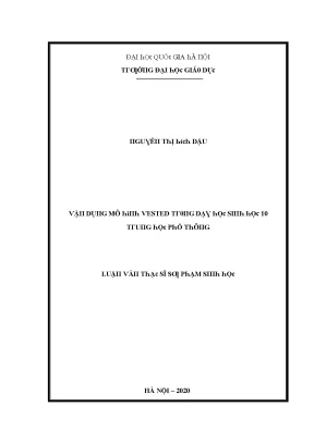 Luận văn vận dụng mô hình vested trong dạy học sinh học 10 trung học phổ thông