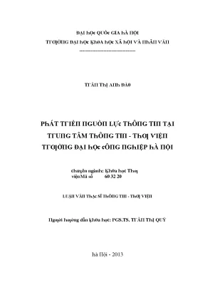 Luận văn phát triển nguồn lực thông tin tại trung tâm thông tin thư viện trường đại học công nghiệp hà nội
