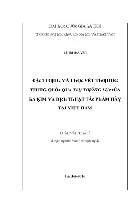 Luận văn đặc trưng văn học vết thương trung quốc qua tùy tưởng lục của ba kim và dịch thuật tác phẩm này tại việt nam
