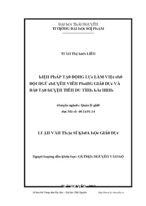 Luận văn biện pháp tạo động lực làm việc cho đội ngũ chuyên viên phòng giáo dục và đào tạo huyện tiên du tỉnh bắc ninh