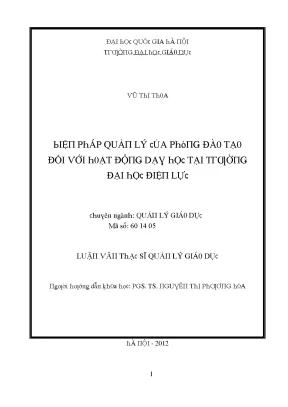 Luận văn biện pháp quản lý của phòng đào tạo đối với hoạt động dạy học tại trường đại học điện lực