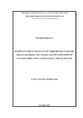 Luận văn nghiên cứu hiện trạng quần thể vượn đen má trắng siki nomascus siki delacour 1951 tại khu bảo tồn thiên nhiên đề xuất khe nước trong huyện lệ thủy tỉnh quảng bình