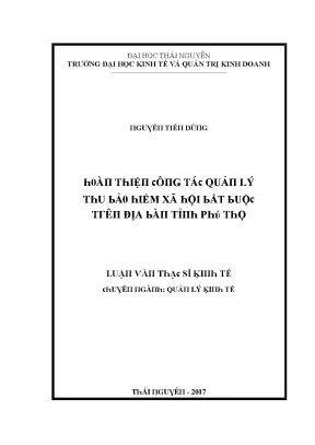 Luận văn hoàn thiện công tác quản lý thu bảo hiểm xã hội bắt buộc trên địa bàn tỉnh phú thọ