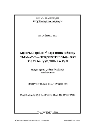 Luận văn biện pháp quản lý hoạt động giáo dục thể chất ở các trường thcs thị xã bắc kạn tỉnh bắc kạn