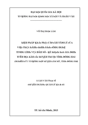 Luận văn biện pháp khắc phục rào cản tâm lý của việc thực hành chính sách công nghệ trong lĩnh vực dân số kế hoạch hóa gia đình trên địa bàn các huyện thuộc tỉnh đồng nai