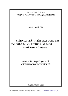 Luận văn giải pháp phát triển hoạt động đào tạo nghề tại các trường cao đẳng tỉnh vĩnh phúc