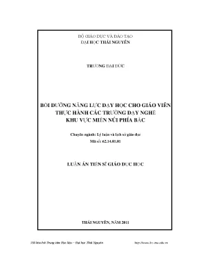 Luận văn bồi dưỡng năng lực dạy học cho giáo viên thực hành các trường dạy nghề khu vực miền núi phía bắc