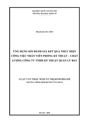 Luận văn ứng dụng kpi đánh giá kết quả thực hiện công việc nhân viên phòng kỹ thuật chất lượng công ty tnhh kỹ thuật quản lý bay