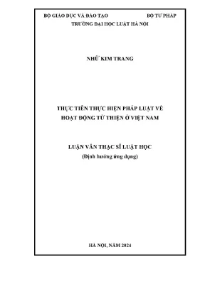 Luận văn thạc sĩ luật học thực tiễn thực hiện pháp luật về hoạt động từ thiện ở việt nam