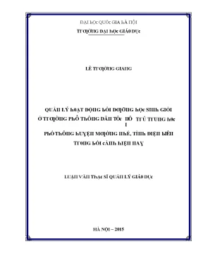 Luận văn quản lý hoạt động bồi dưỡng học sinh giỏi ở trường phổ thông dân tộc nội trú trung học phổ thông huyện mường nhé tỉnh điện biên trong bối cảnh hiện nay