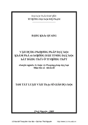 Luận văn vận dụng phương pháp dạy học khám phá có hướng dẫn trong dạy học bất đẳng thức ở trường trung học phổ thông