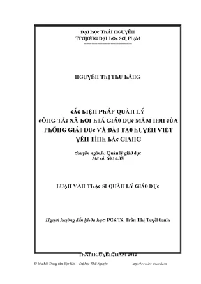 Luận văn các biện pháp quản lý công tác xã hội hóa giáo dục mầm non của phòng giáo dục và đào tạo huyện việt yên tỉnh bắc giang