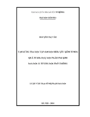 Luận văn tạo hứng thú học tập cho học sinh yếu kém trong quá trình dạy học phần phi kim hóa học 11 trung học phổ thông