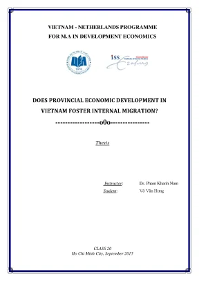 Luận văn does provincial economic development in vietnam foster internal migration