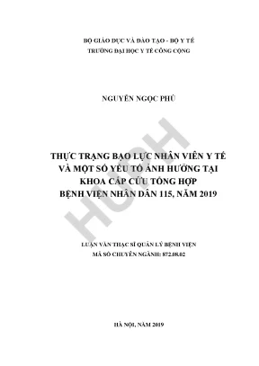 Thực trạng bạo lực nhân viên y tế và một số yếu tố ảnh hưởng tại khoa cấp cứu tổng hợp bệnh viện nhân dân năm 2019