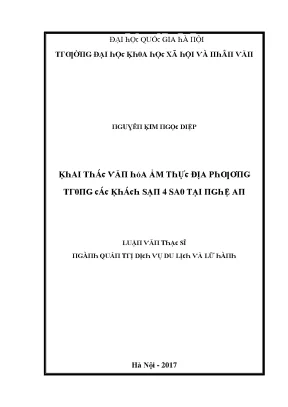 Luận văn khai thác văn hóa ẩm thực địa phương trong các khách sạn 4 sao tại nghệ an